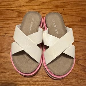 Carter’s girls pastel, rainbow sandals.